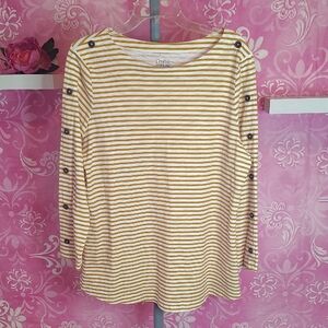 Croft & Barrow Mustard Striped Long Sleeve Top